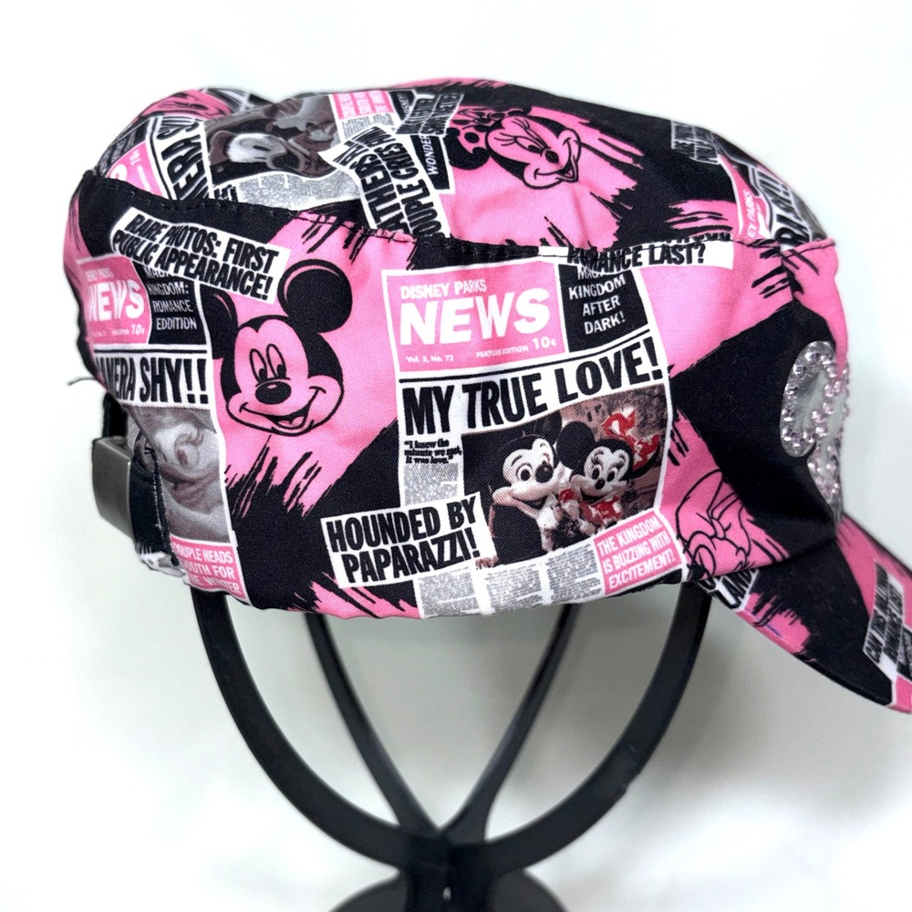 Disney Parks Mickey Minnie Mouse Newspaper Print Baseball Cap Adult Adjustable - Picture 3 of 14